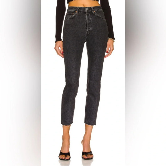 NWT RE/DONE 90's Orginals Ultra High Rise Skinny in Stoned Noir 26 - Picture 1 of 11